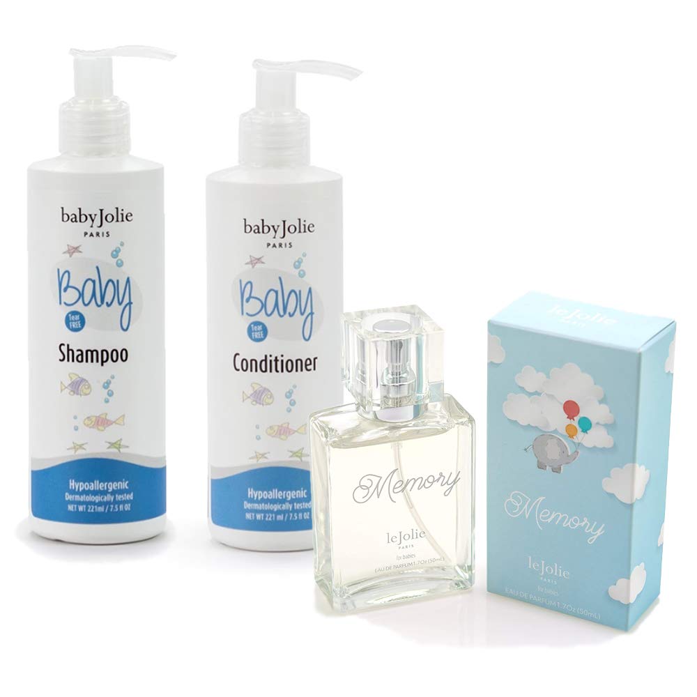 Baby Jolie Baby Shampoo 7.5Oz Conditioner 7.5Oz and Memory Baby Perfume 1.7Oz Set for Babies and Toddlers - Tear Free Alcohol Free Dermatologist Approved