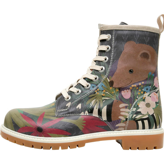 DOGO Long Boots for Women – Vegan Leather and Unique Design Womens Winter Boots Bear and Flowers